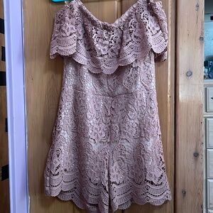 Fashion Nova off shoulder crochet short romper size L